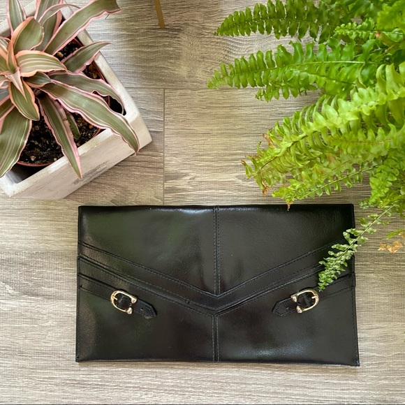 Vintage Black Leather Envelope Purse - Picture 6 of 8